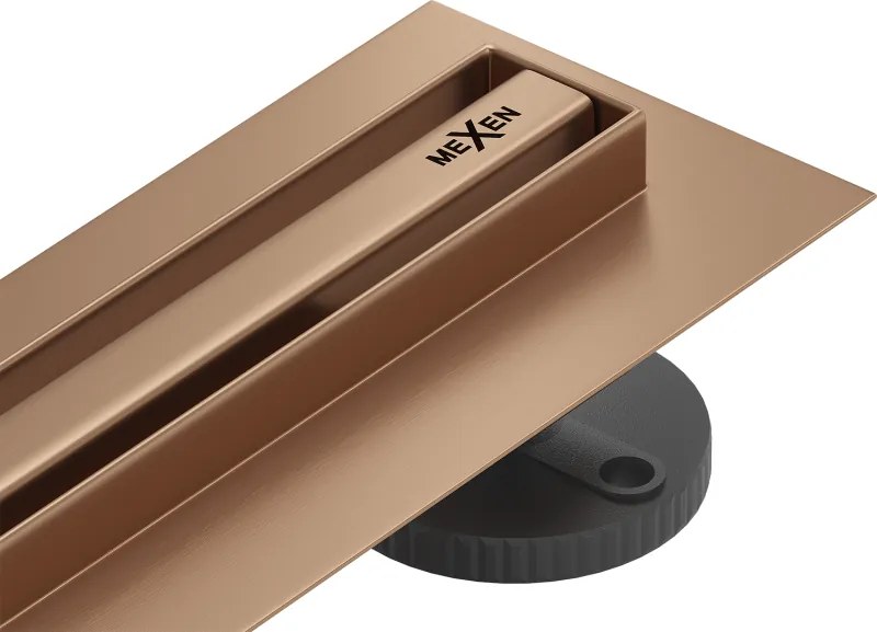Mexen Flat 360° Slim линеен въртящ се сифон 100 см, четкана мед - 1C41100