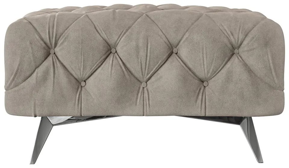 Сиво-бежова кадифена табуретка Chelsea – Ropez