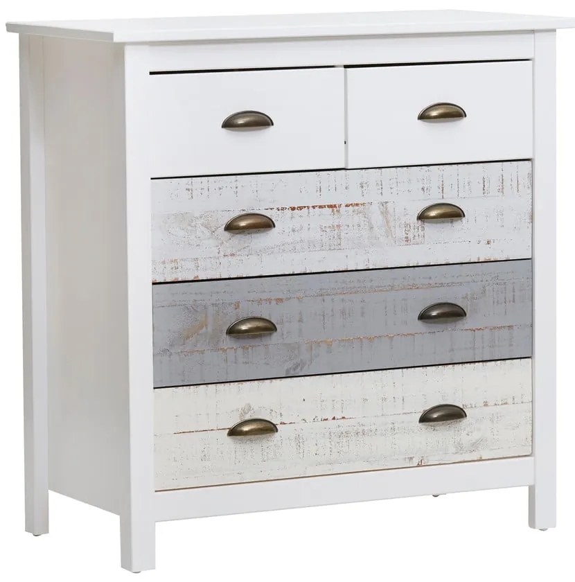 Бяло-сив скрин с 4 чекмеджета , 79 x 80 см Romantica - Marckeric