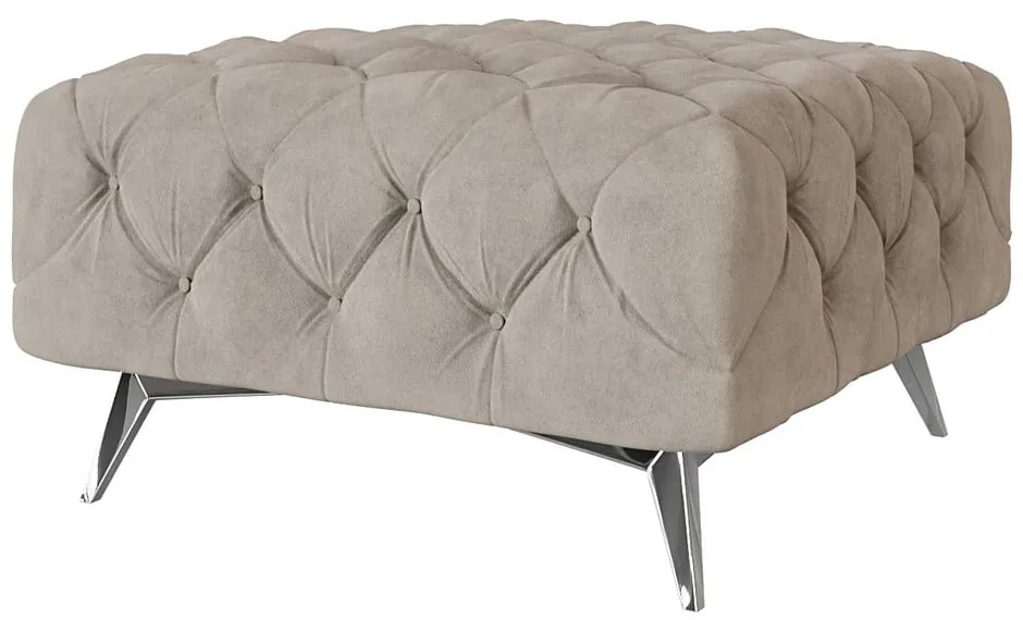 Сиво-бежова кадифена табуретка Chelsea – Ropez