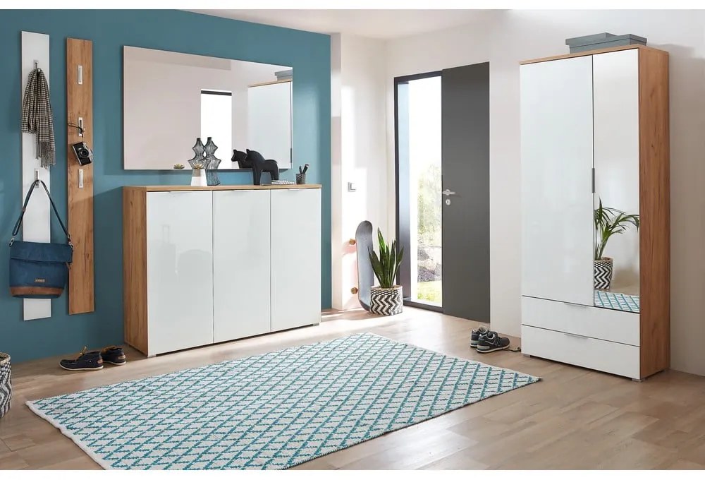 Бял шкаф за обувки в дъбов декор Telde - Germania