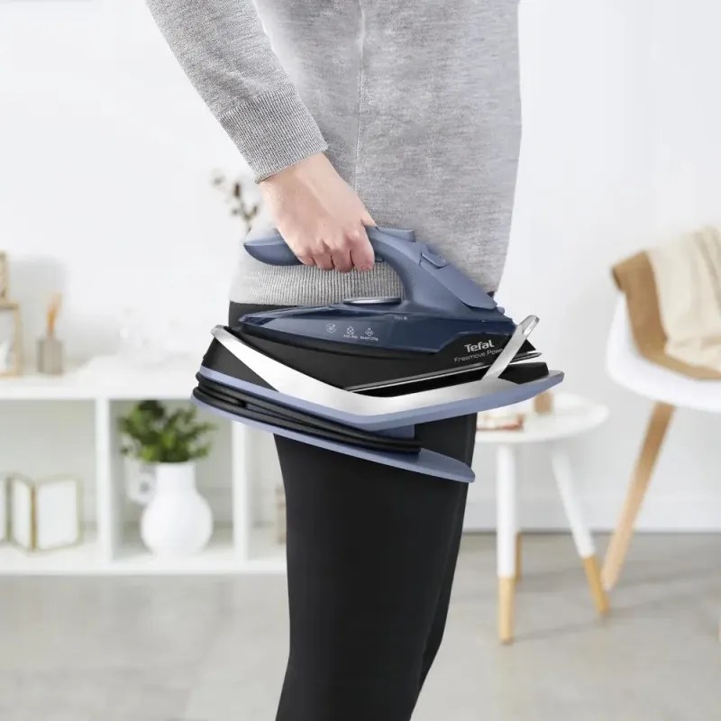 Безжична ютия Tefal Reemove Upgrade FV6675E0, 2600 W, 250 мл, Керамична плоча, Система против капене, Автоматично изключване, Син