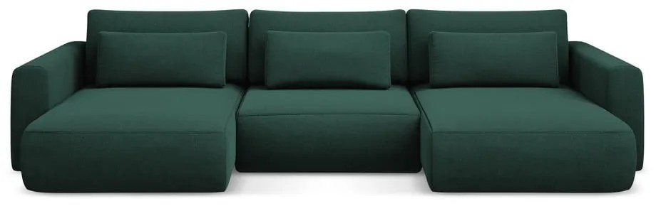 Зелен разтегателен ъглов диван с място за съхранение (U форма) Kapua – Makamii