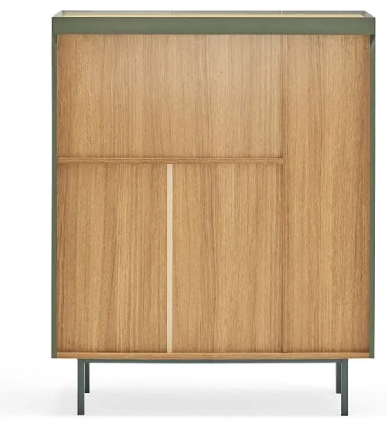 Зелен висок скрин от декор от дъб 95x120 cm Arista – Teulat