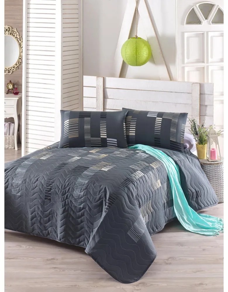 Ватирана покривка за двойно легло с калъфки за възглавници Tracy, 200 x 220 cm Trace - Mijolnir