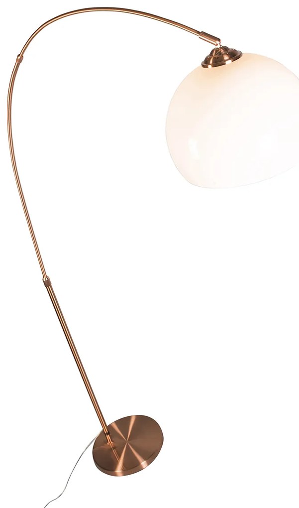 Модерна аркова лампа мед с бял абажур - Arc Basic