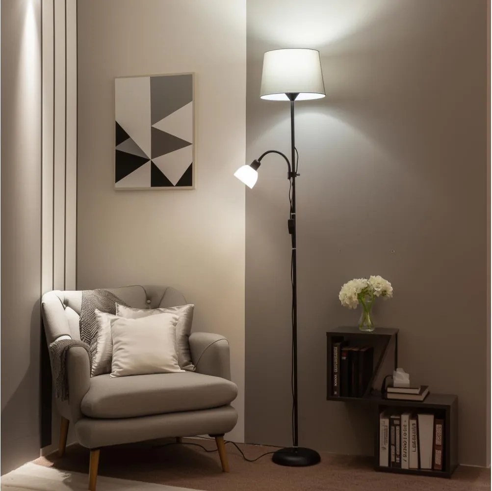 Brilagi - Подова лампа CERIA 2в1 1xE27/100W/230V + 1xE14/25W черна/сива