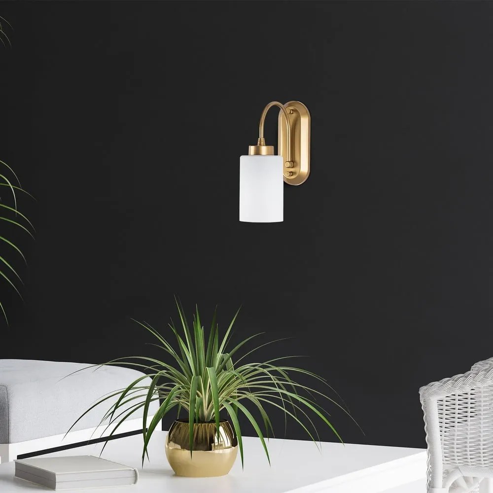 Бяла/ в златист цвят стенна лампа ø 10 cm Hemikilo – Opviq lights