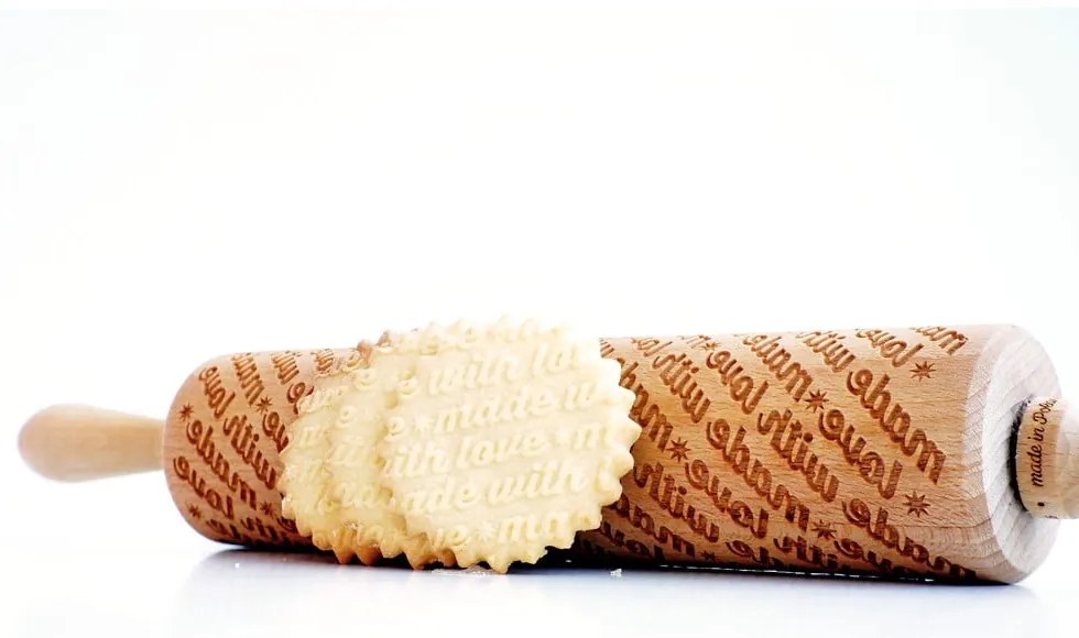 Дървен релефен валяк за тесто Made with Love Made With Love - Valek