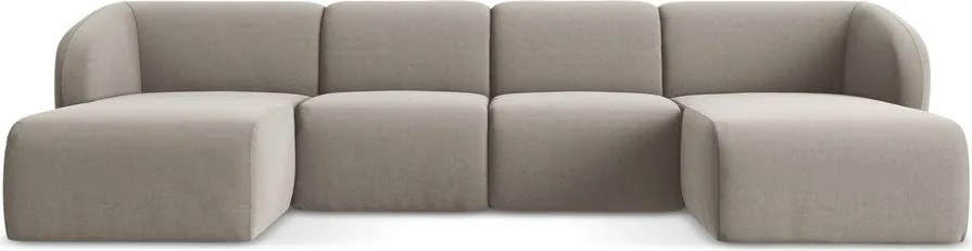 Светлокафяв кадифен ъглов диван (U форма) Lani – Makamii