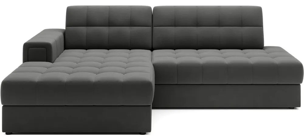 Кафяво-сив кадифен разтегателен ъглов диван (ляв ъгъл) Blezalt – ELTAP