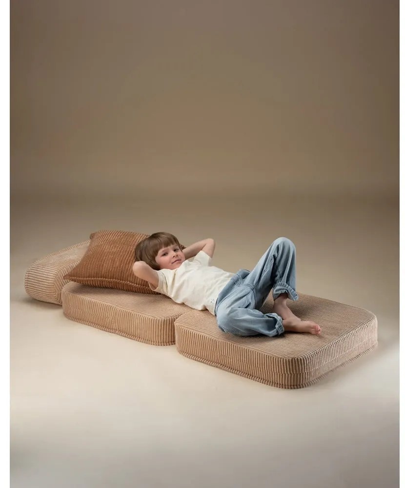 Светлокафяв детски стол от рипсено кадифе Flip – Wigiwama