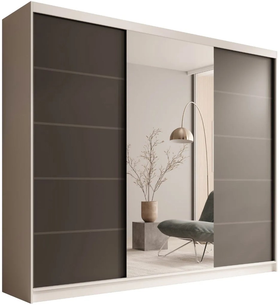 Гардероб Galadriel 250 с плъзгащи врати-Бял-Черен