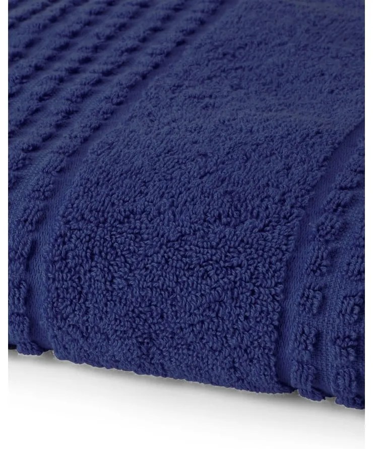 Тъмносиня кърпа от органичен памук от тери 50x100 cm Check – JUNA