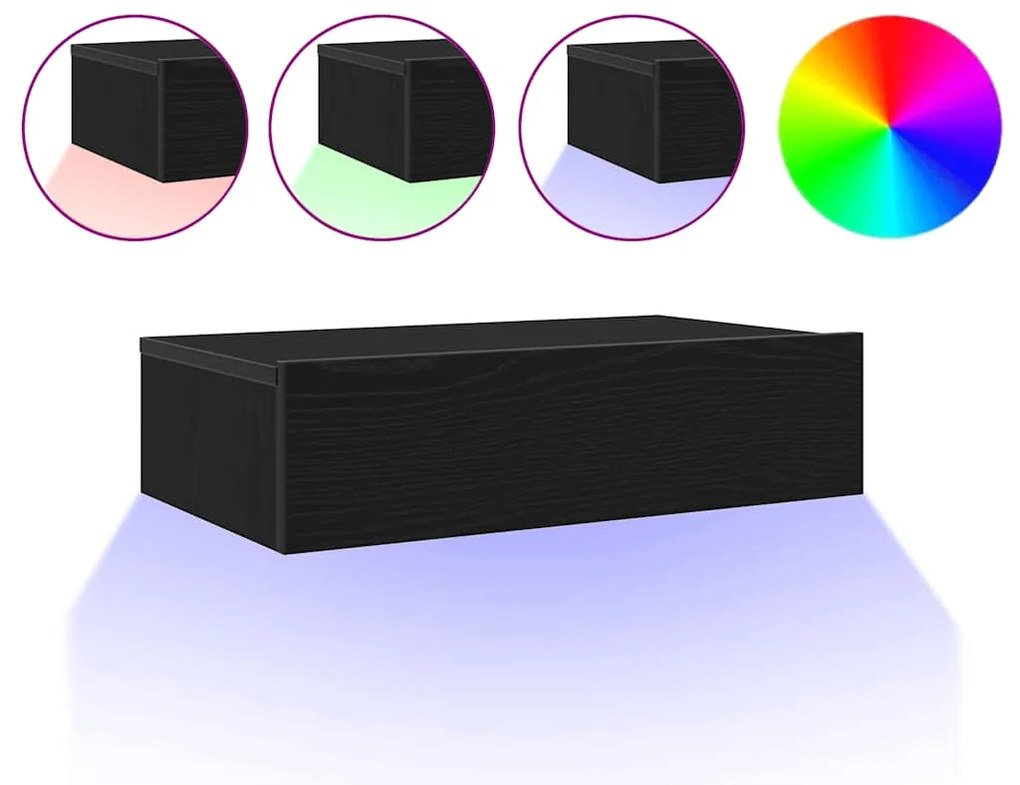 862032 vidaXL ТВ шкаф с LED осветление, черен дъб, 60x35x15,5 см