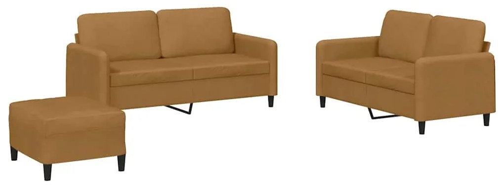 3201991 vidaXL Комплект дивани от 3 части, кафяв, кадифе