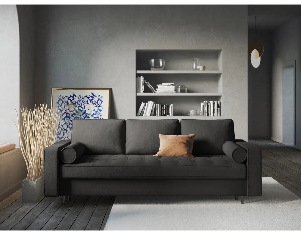 Тъмно сив разтегателен диван Santo - Milo Casa