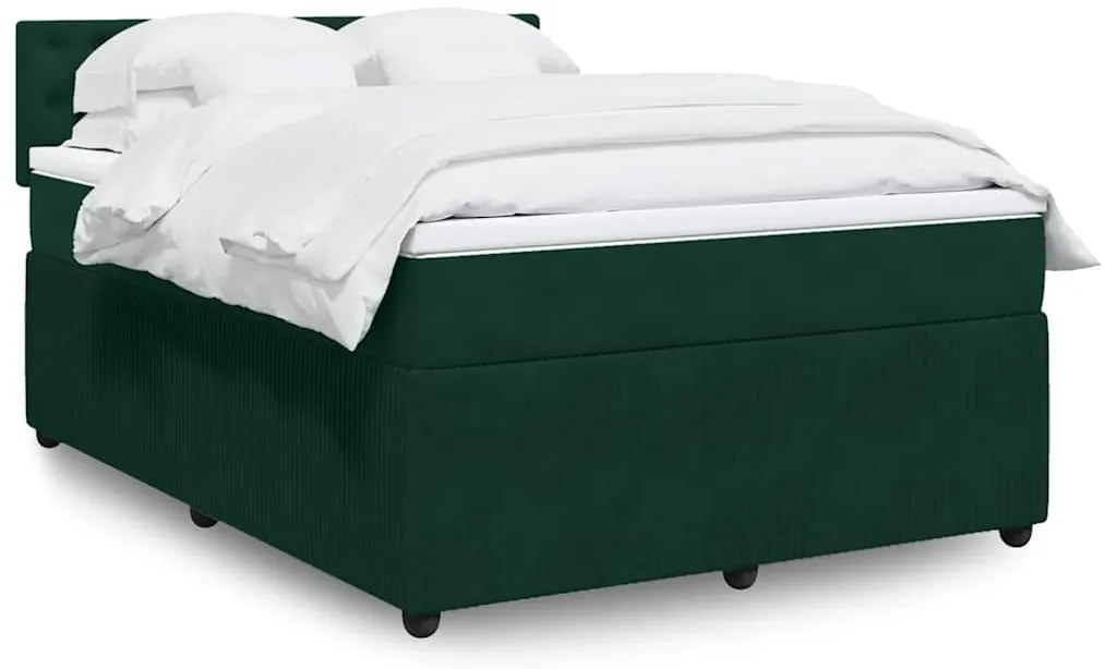 3287749 vidaXL Боксспринг легло с матрак, зелена, 140x190 см, кадифе