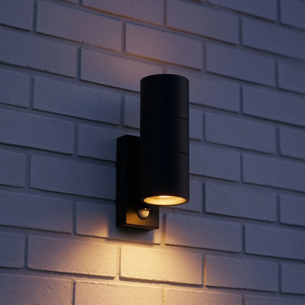 Външен аплик черен 2-светлинен AR70 със сензор за движение - Duo