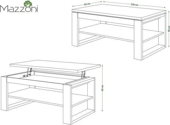 НУО Дъб Крафт злато/Черен мат -МОДЕРНА ХОЛНА МАСА С ПОВДИГАЩ СЕ ПЛОТ