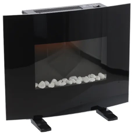 Електрическа камина с пламъчен ефект - черна, дистанционно управление, 1000/2000 W