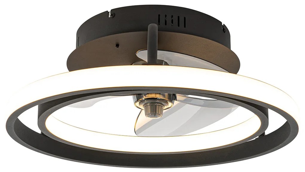 Вентилатор за таван черен 46.5cm вкл. LED с дистанционно управление - Kees