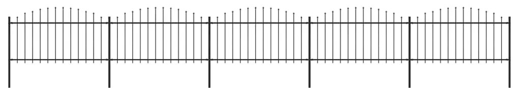 Sonata Градинска ограда с пики, стомана, (1,25-1,5)x8,5 м, черна