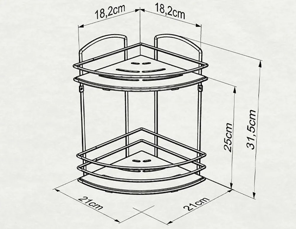 Ъглова етажерка за баня TEKNO TEL BK-074B , 2 нива , дърво