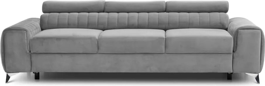 Светлосив кадифен разтегателен диван 261 cm Laurence – ELTAP