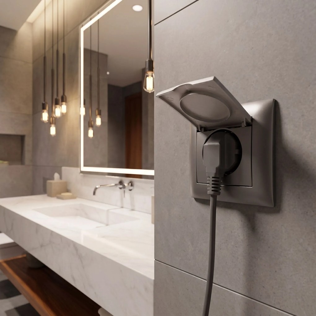 Единичен контакт със заземяване и капаче OSTE JNH005-G Grey