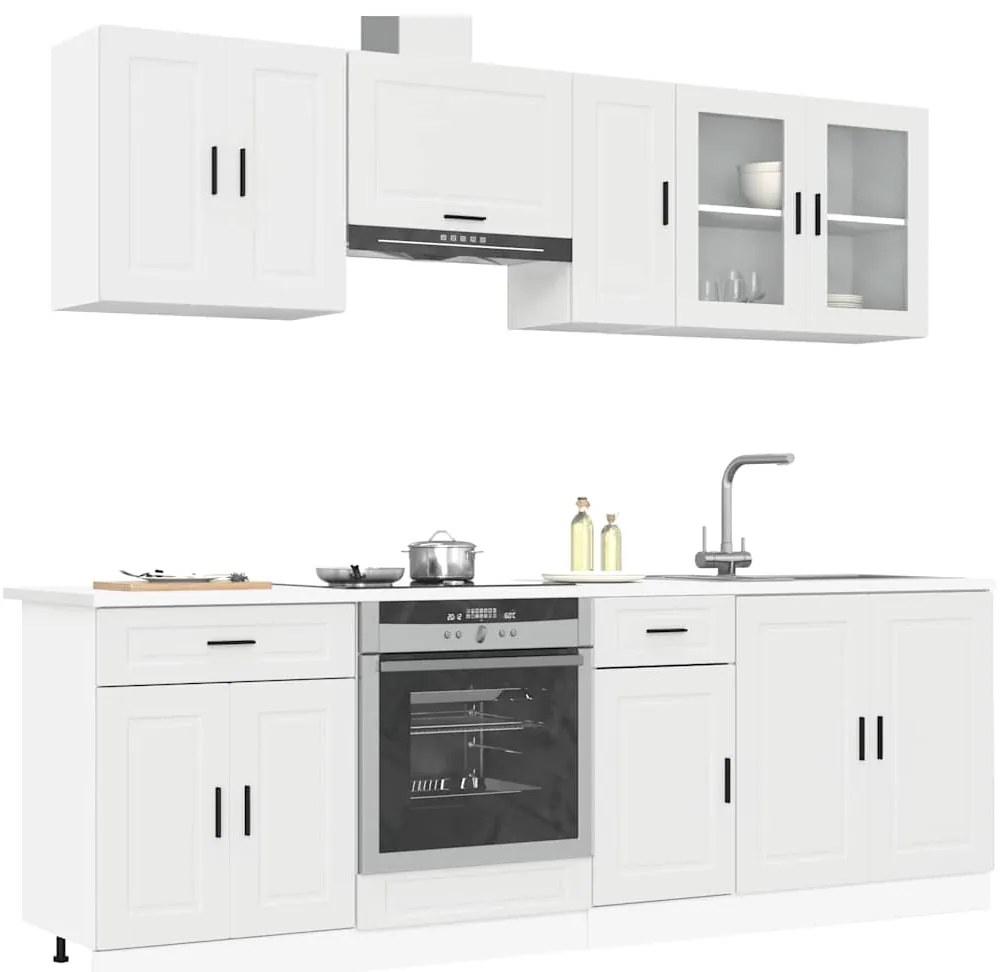 3314841 vidaXL Комплект кухненски шкафове от 8 части "Porto", бяло инженерно дърво