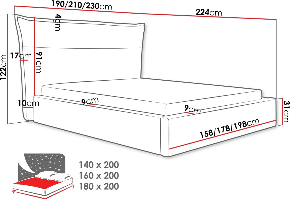 Тапицирано легло Tinkus-180 x 200