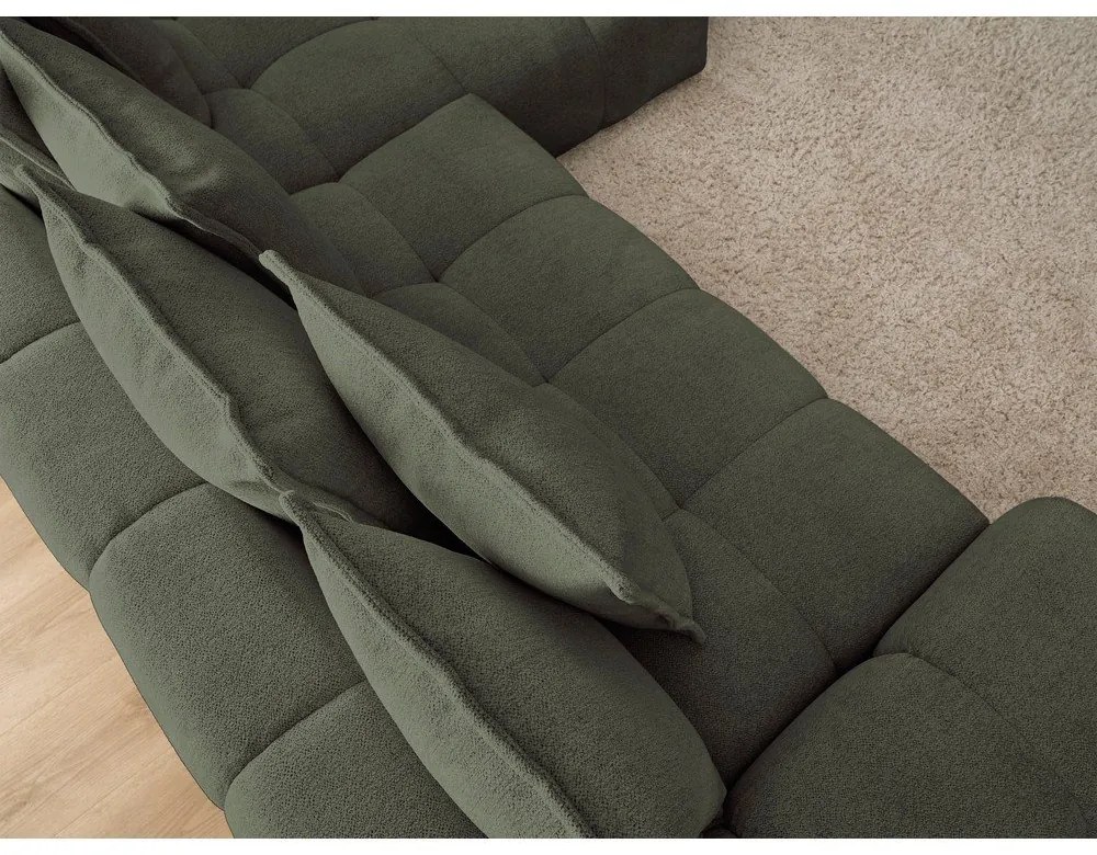 Зелен шенилов сгъваем/с място за съхранение ъглов диван (десен ъгъл) Everest – Bobochic Paris