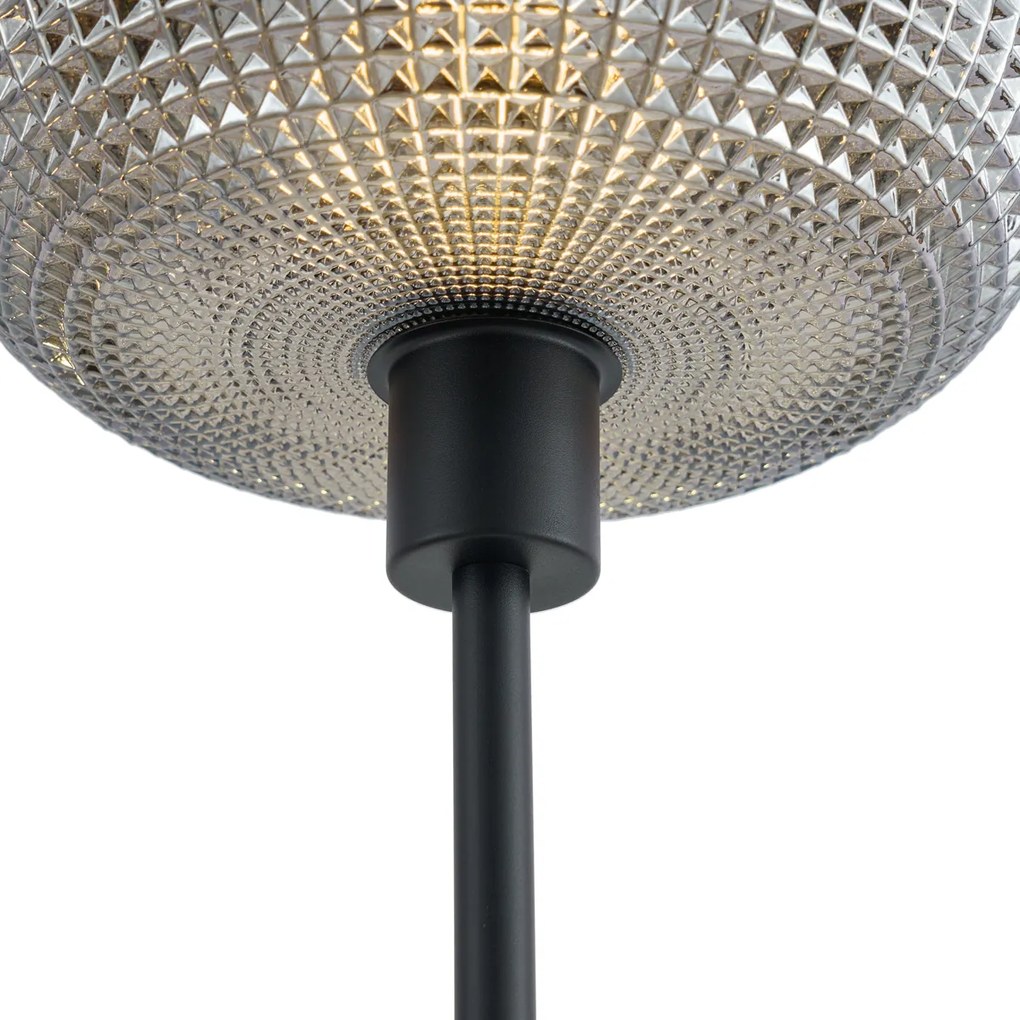 Дизайнерска подова лампа черна с димно стъкло 2 светлини - Brianna