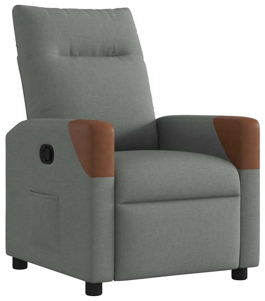 4104810 vidaXL Фотьойл с регулируема облегалка, тъмносив, плат