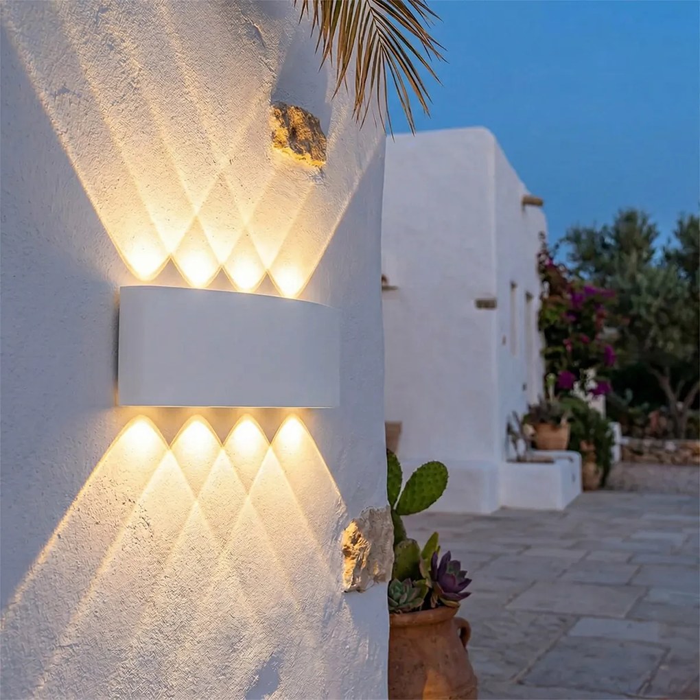 Външна стенна лампа бяла с LED 10-светлина IP54 - Silly