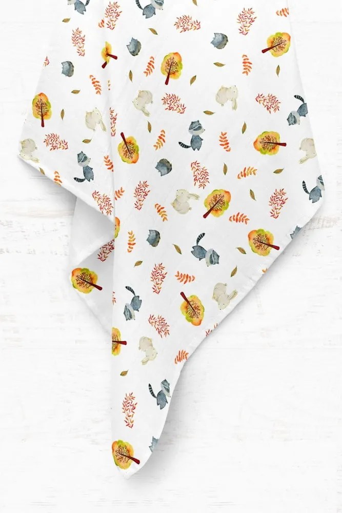 Бяло муселиново бебешко одеяло 75x100 cm Forest – Mijolnir