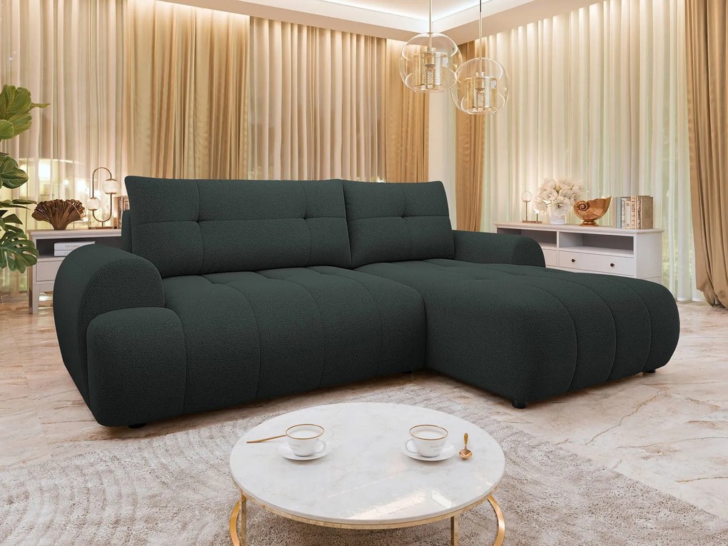 Ъглов диван Fiorano-Тъмно сиво-Десен