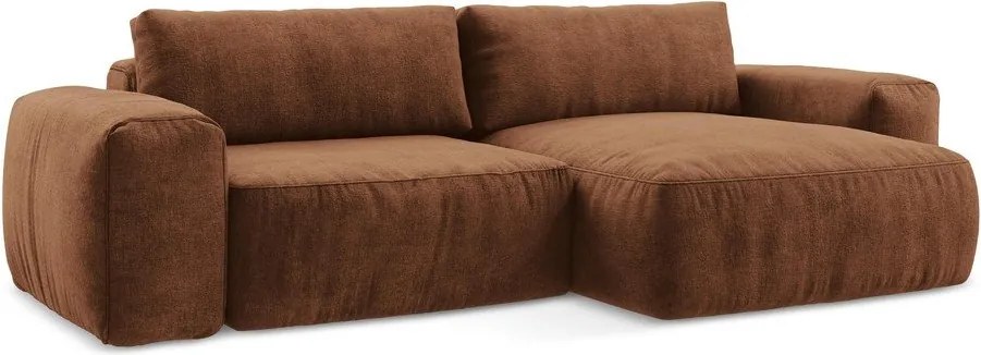 Теракотен шенилов сгъваем ъглов диван (десен ъгъл) Kuki – Makamii