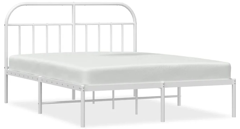 353685 vidaXL Метална рамка за легло с горна табла, бяла, 140x200 см
