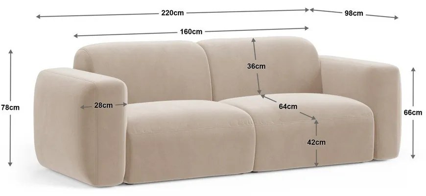 Тъмнозелен кадифен диван 220 cm Strino – Cosmopolitan Design