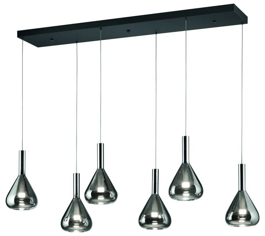 Черно LED висящо осветително тяло със стъклен абажур Cipera – CINQUE