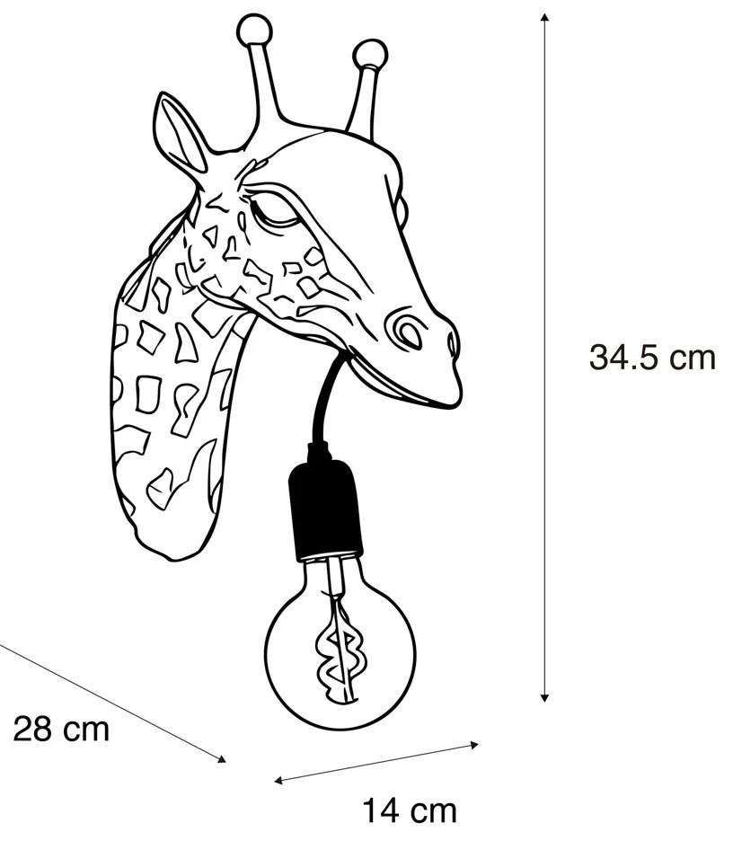Класическа стенна лампа черна - Animal Giraffe