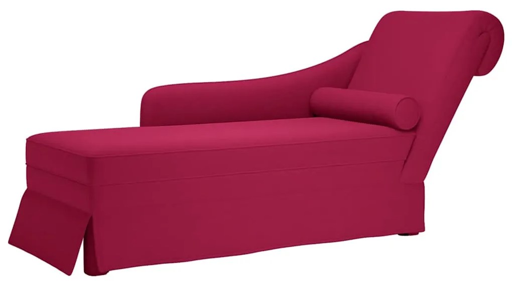 4009786 vidaXL Кушетка с болстер и десен подлакътник, виненочервен, кадифе