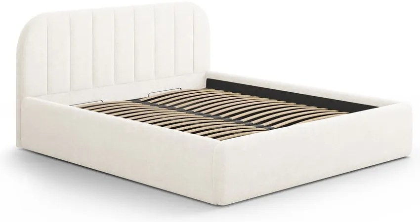 Двойно легло 160x200 cm тапицирано с място за съхранение с включена подматрачна рамка в цвят слонова кост Juno – Windsor & Co Sofas