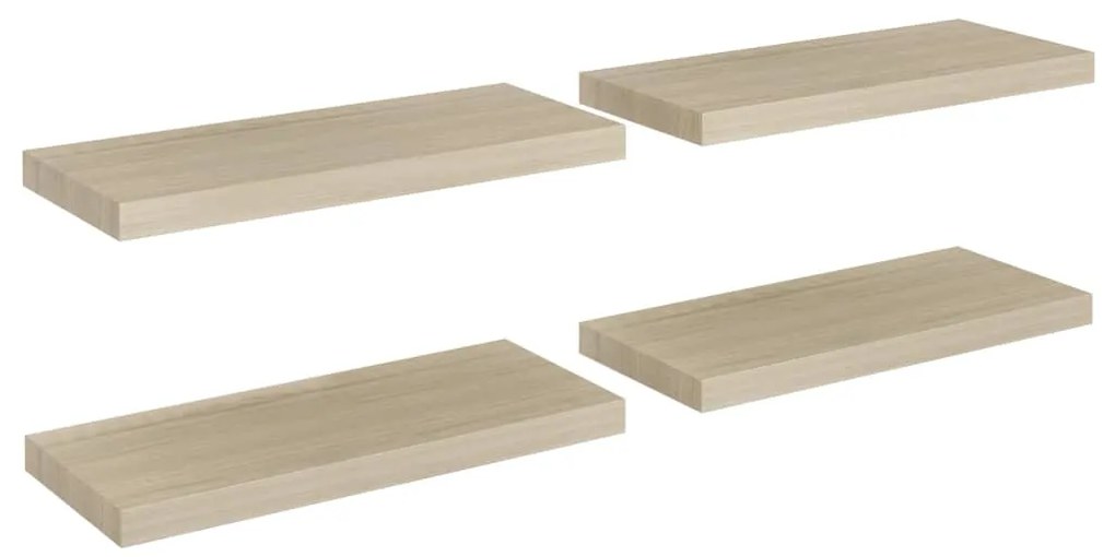 323876 vidaXL Окачени стенни рафтове, 4 бр, дъб, 60x23,5x3,8 см, МДФ