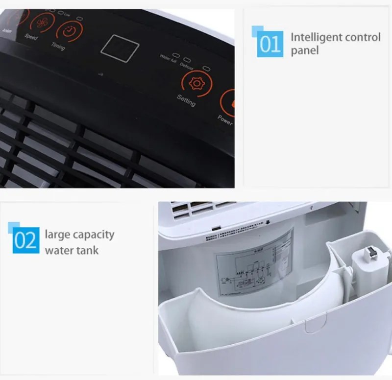 Влагоабсорбатор Attractive TRITON 10, 175W, 1.8 л, 10л/24ч, R290, Таймер, Автоматичен дефрост, Сензор за влажност, Бял/черен