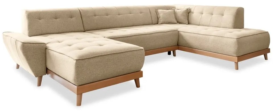 Бежов U-образен разтегателен диван, десен ъгъл Dazzling Daisy - Miuform