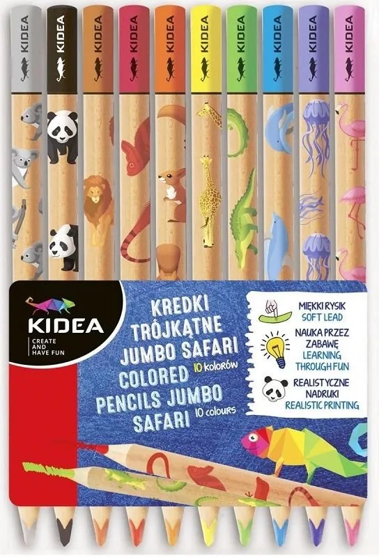 Kidea - Safari Джъмбо цветни моливи 10 цв. 97265