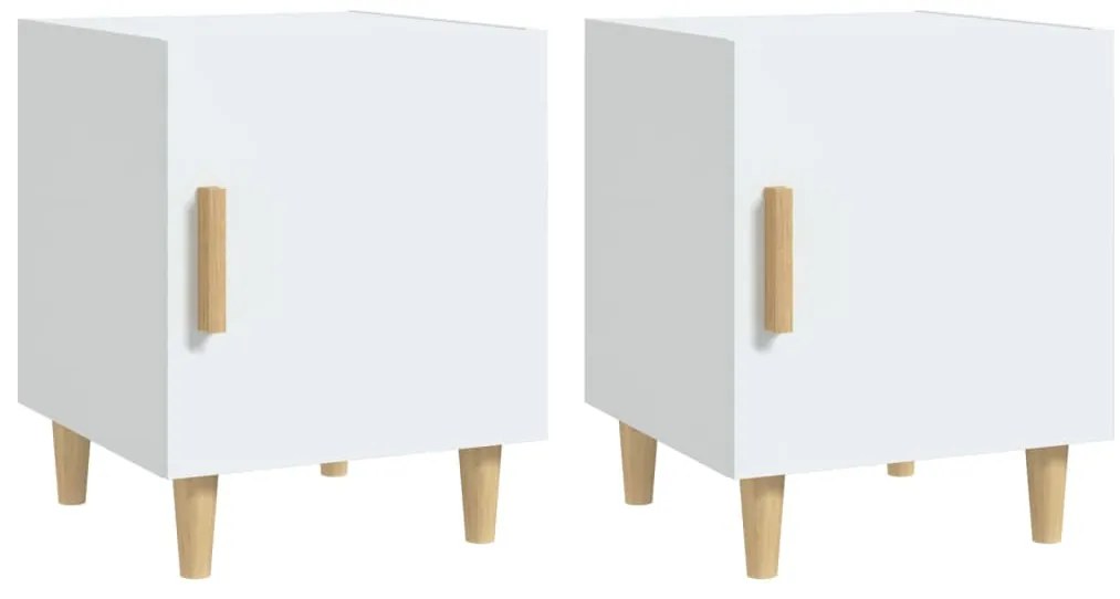 812043 vidaXL Нощни шкафчета, 2 бр, бели, инженерно дърво
